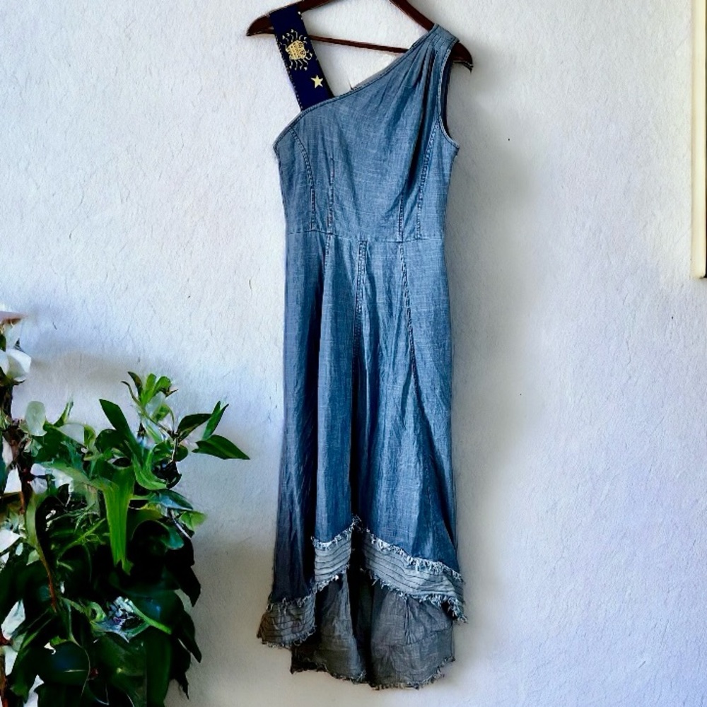 Trina Turk Cocktail High Low Denim Dress Size 6 - Picture 8 of 15